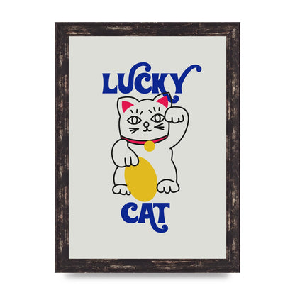 Lucky Cat Cartoon" Art For The Home - A4 framed