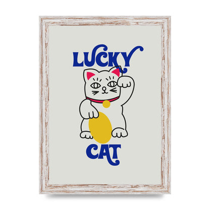 Lucky Cat Cartoon" Art For The Home - A4 framed