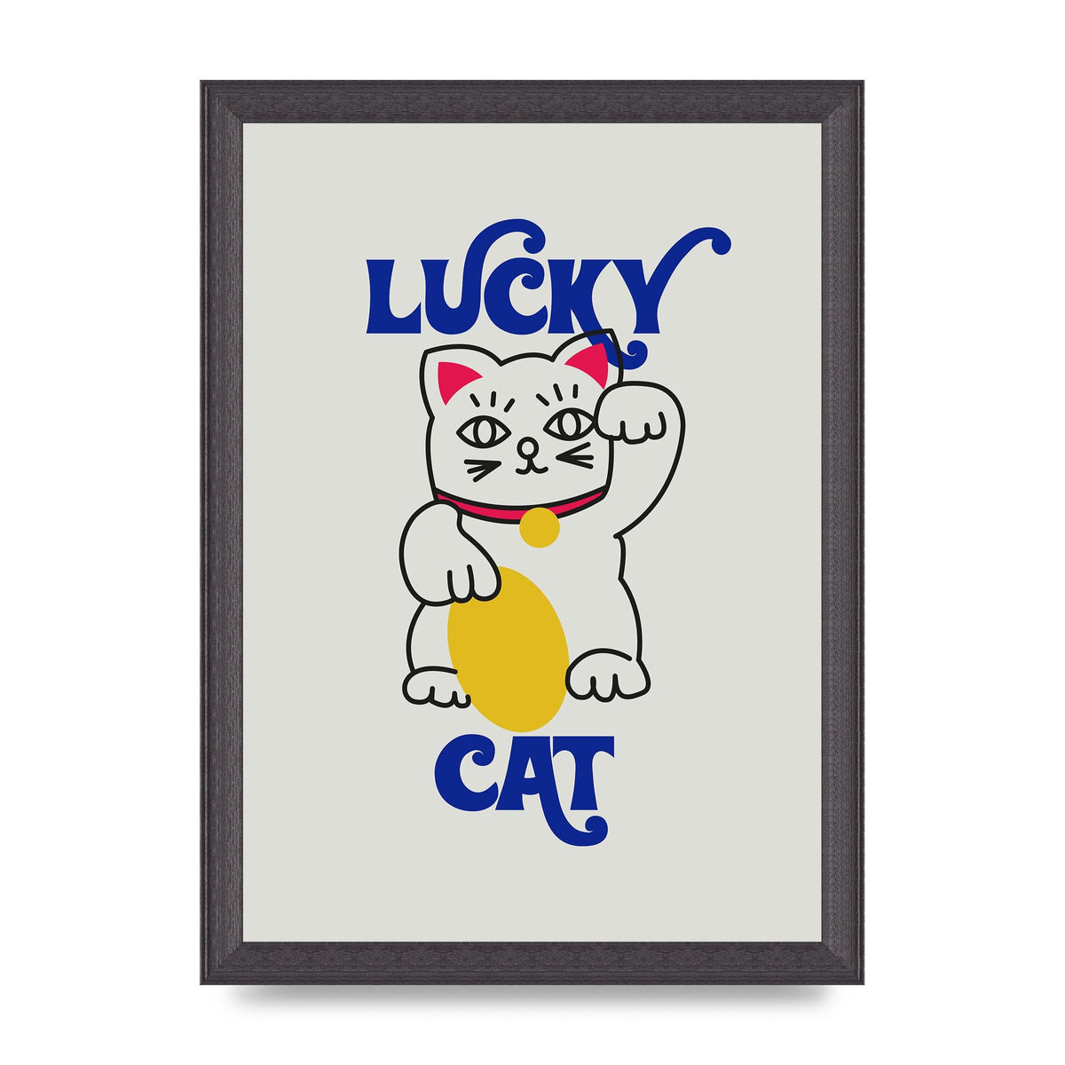 Lucky Cat Cartoon" Art For The Home - A4 framed