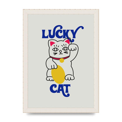 Lucky Cat Cartoon" Art For The Home - A4 framed