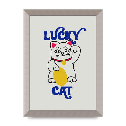 Lucky Cat Cartoon" Art For The Home - A4 framed