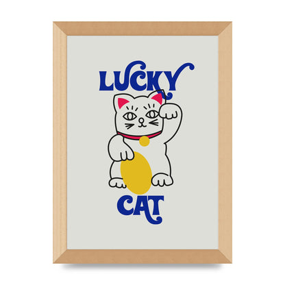 Lucky Cat Cartoon" Art For The Home - A4 framed