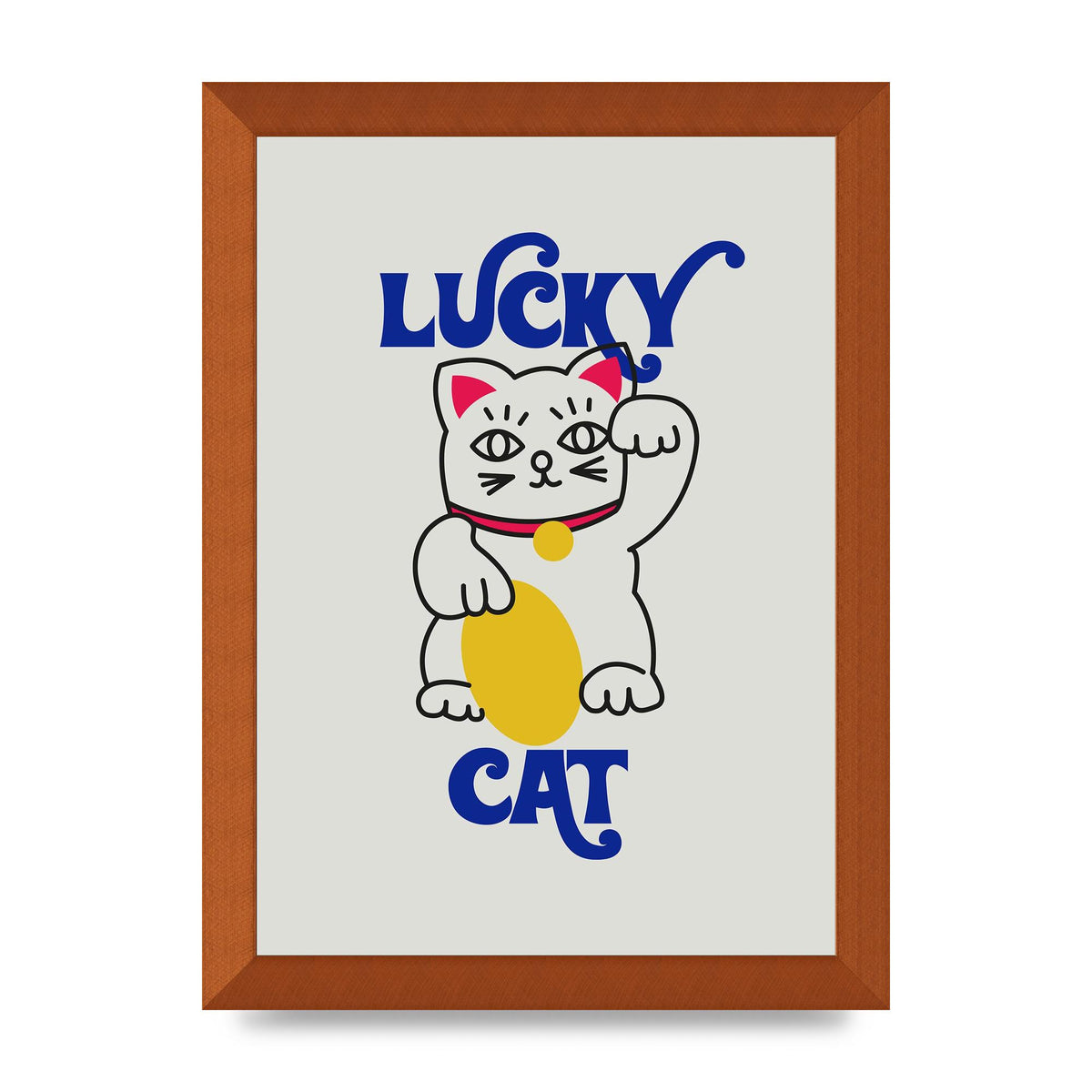 Lucky Cat Cartoon" Art For The Home - A4 framed