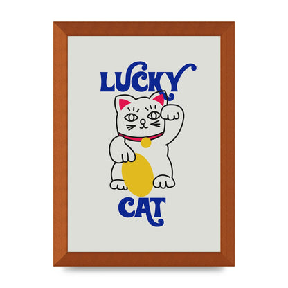 Lucky Cat Cartoon" Art For The Home - A4 framed