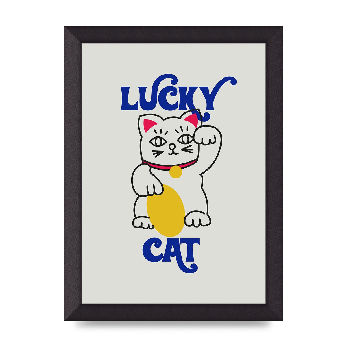 Lucky Cat Cartoon" Art For The Home - A4 framed