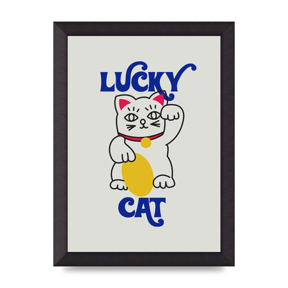 Lucky Cat Cartoon" Art For The Home - A4 framed