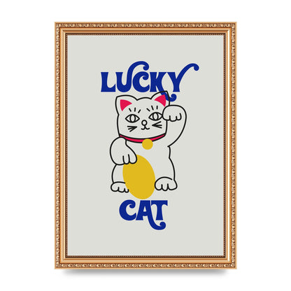 Lucky Cat Cartoon" Art For The Home - A4 framed