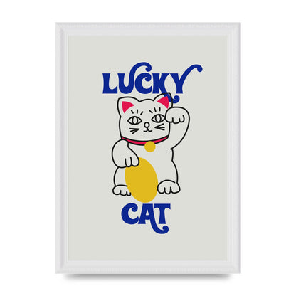 Lucky Cat Cartoon" Art For The Home - A4 framed
