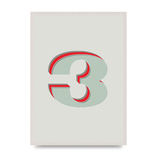 Mix Match Number 3" Printed Poster - A2 framed