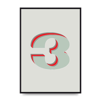 Mix Match Number 3" Printed Poster - A2 framed