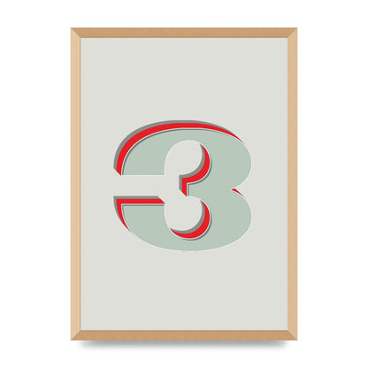 Mix Match Number 3" Printed Poster - A2 framed