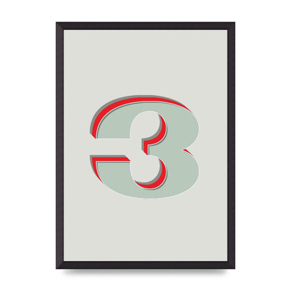 Mix Match Number 3" Printed Poster - A2 framed