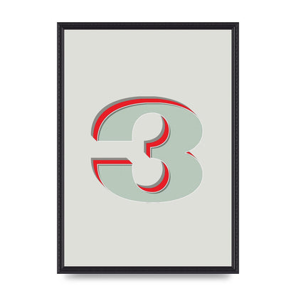 Mix Match Number 3" Printed Poster - A2 framed