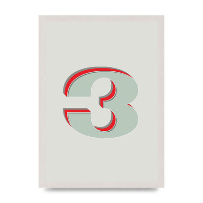 Mix Match Number 3" Printed Poster - A3 framed