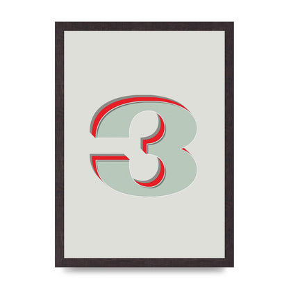 Mix Match Number 3" Printed Poster - A3 framed