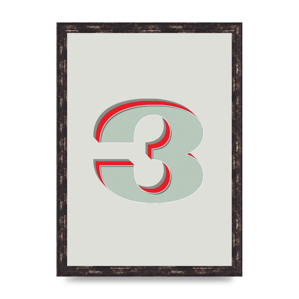 Mix Match Number 3" Printed Poster - A3 framed