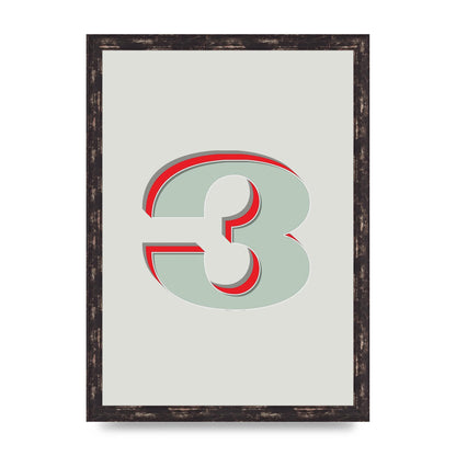 Mix Match Number 3" Printed Poster - A3 framed