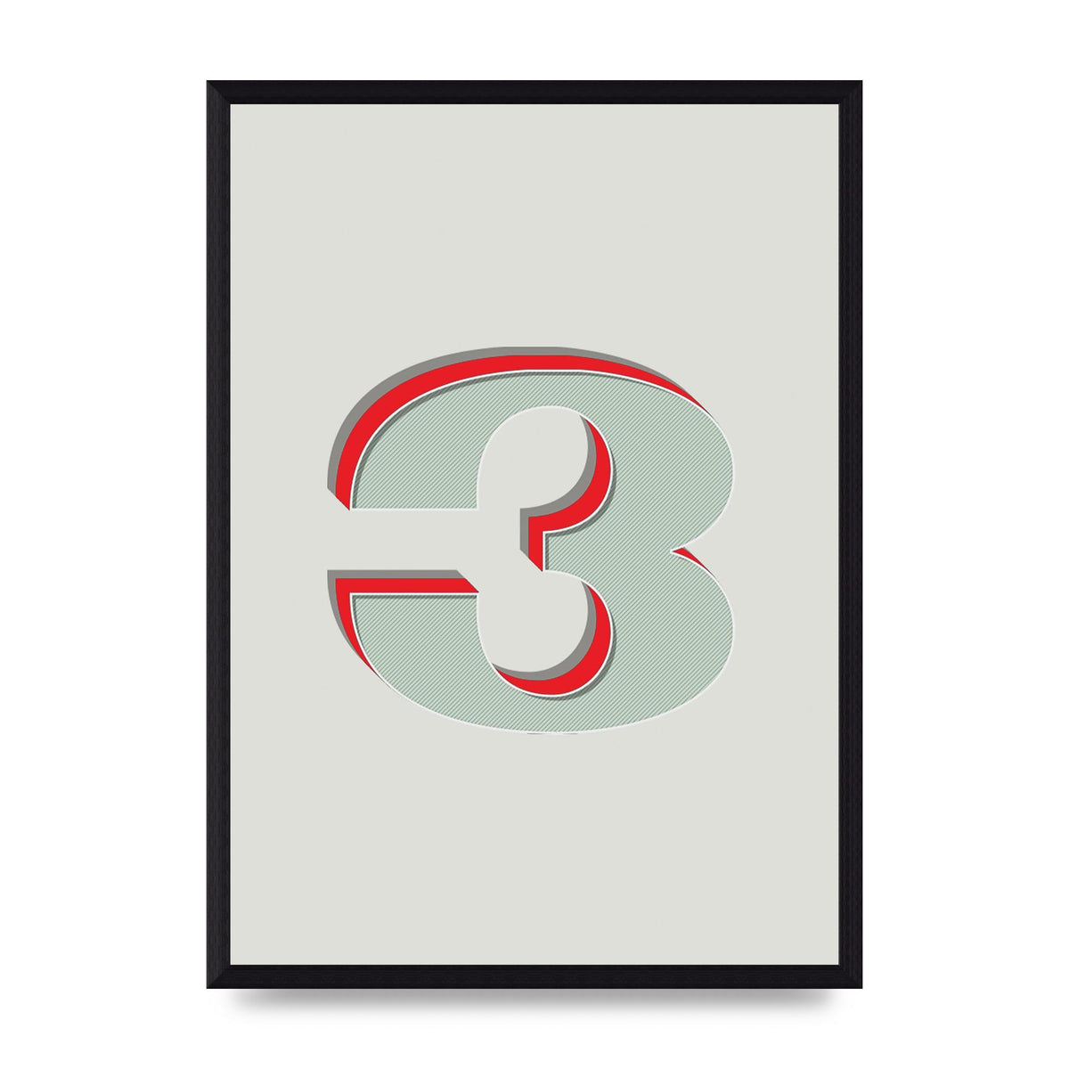 Mix Match Number 3" Printed Poster - A3 framed