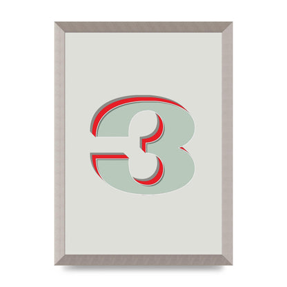 Mix Match Number 3" Printed Poster - A3 framed