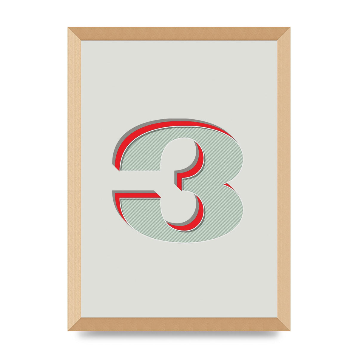 Mix Match Number 3" Printed Poster - A3 framed