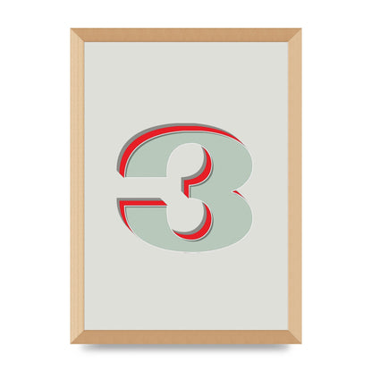 Mix Match Number 3" Printed Poster - A3 framed