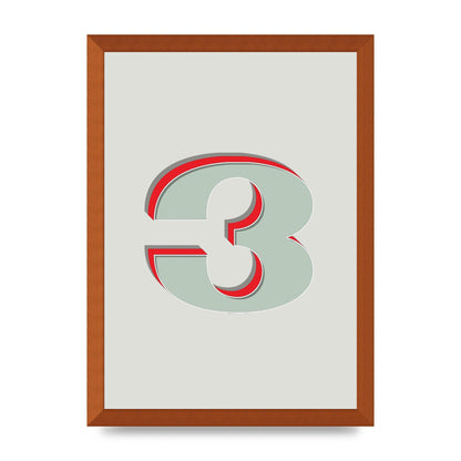 Mix Match Number 3" Printed Poster - A3 framed