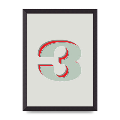 Mix Match Number 3" Printed Poster - A3 framed