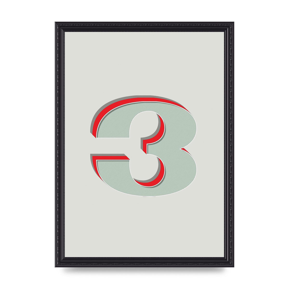 Mix Match Number 3" Printed Poster - A3 framed