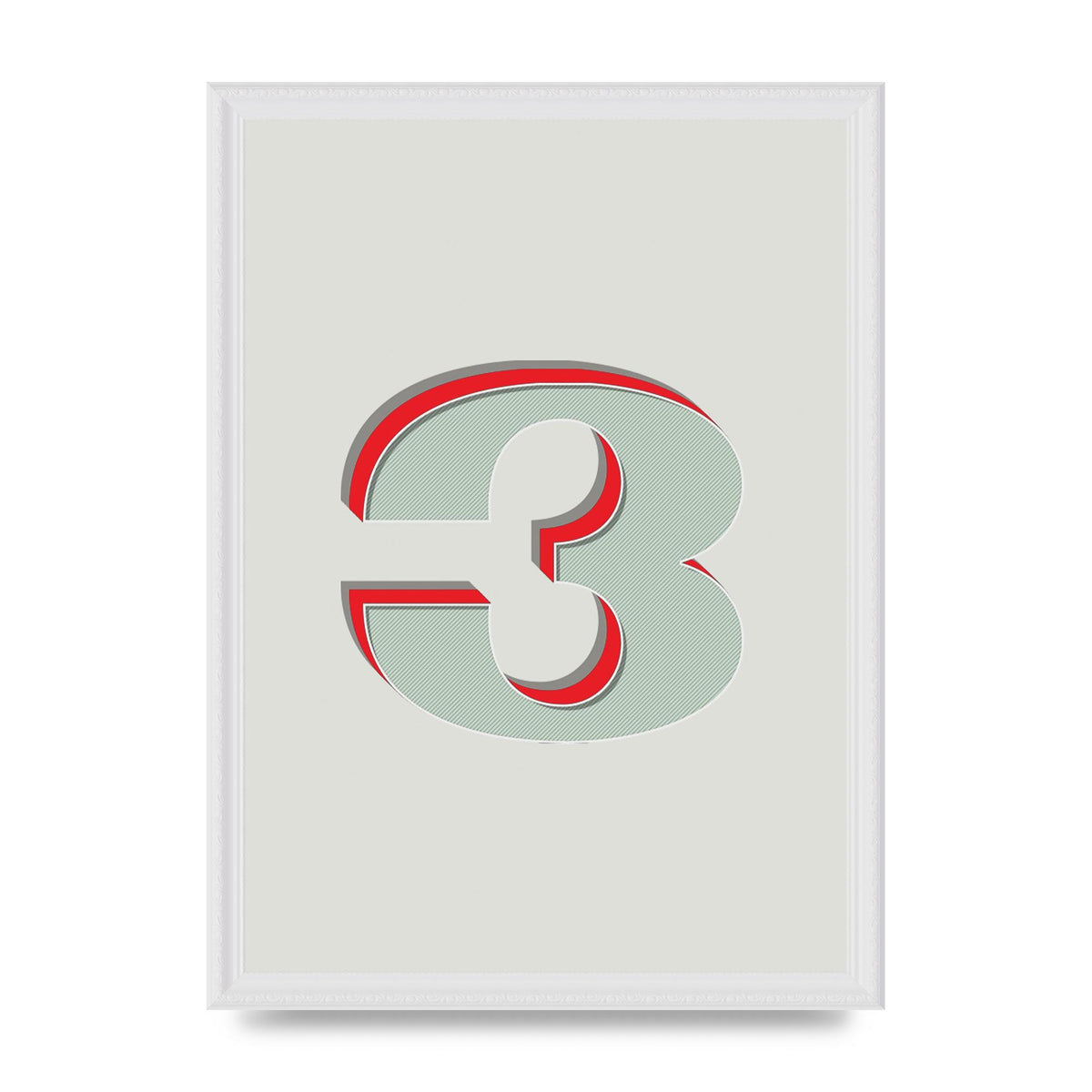 Mix Match Number 3" Printed Poster - A3 framed