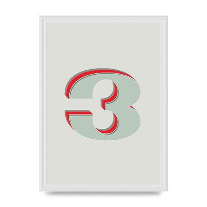 Mix Match Number 3" Printed Poster - A3 framed