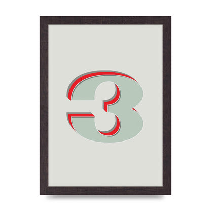 Mix Match Number 3" Printed Poster - A4 framed