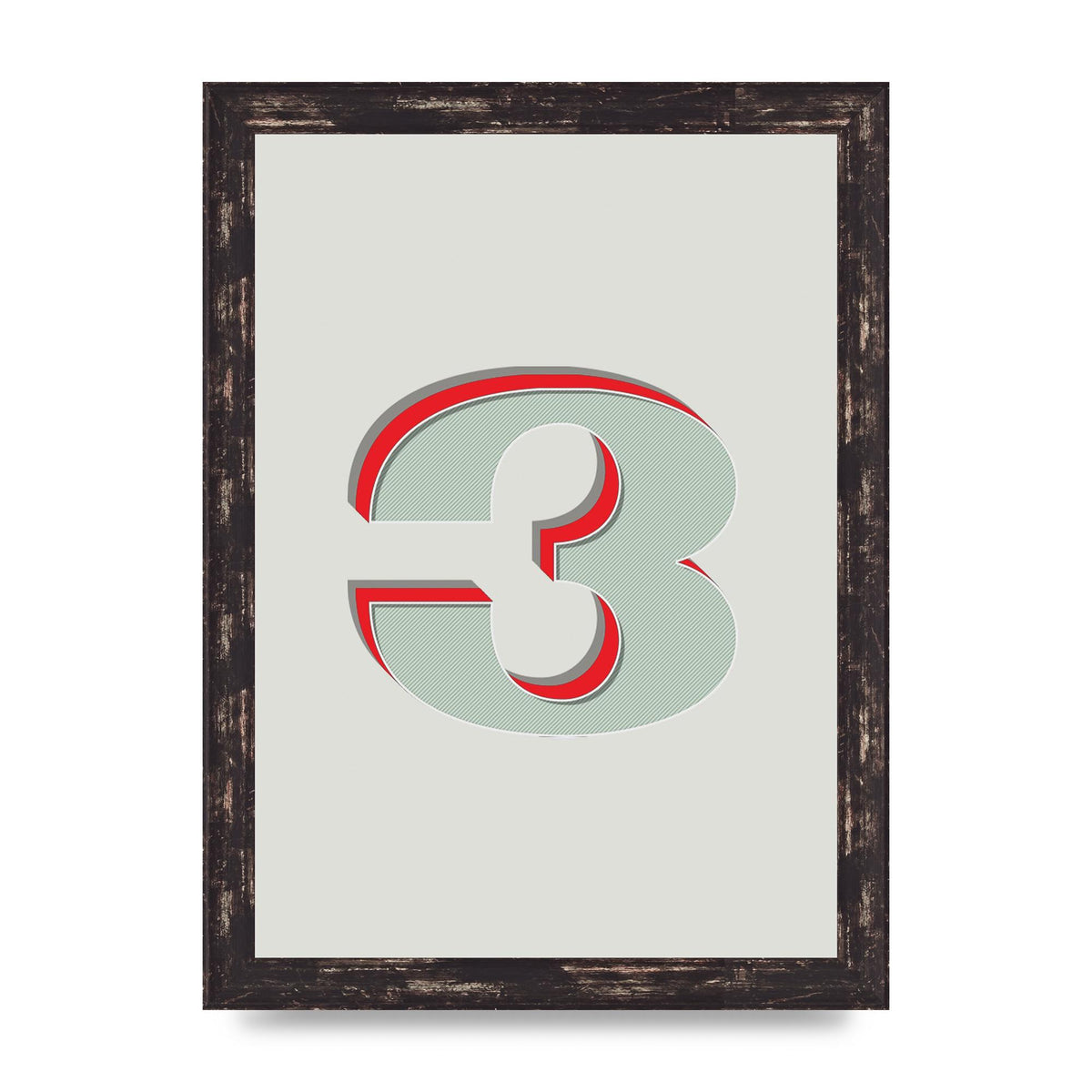 Mix Match Number 3" Printed Poster - A4 framed