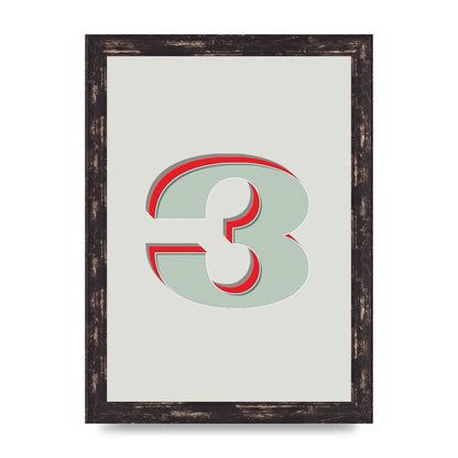 Mix Match Number 3" Printed Poster - A4 framed