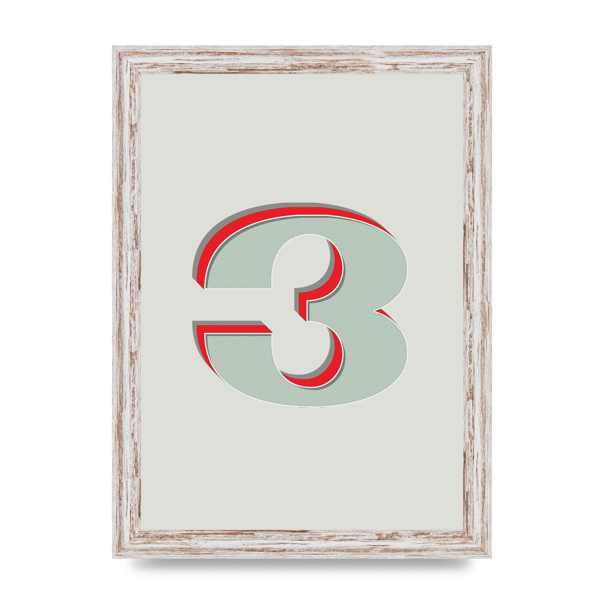 Mix Match Number 3" Printed Poster - A4 framed