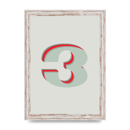 Mix Match Number 3" Printed Poster - A4 framed