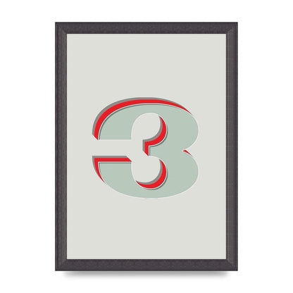 Mix Match Number 3" Printed Poster - A4 framed