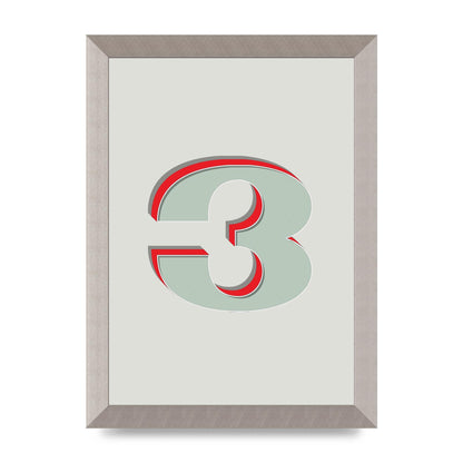 Mix Match Number 3" Printed Poster - A4 framed