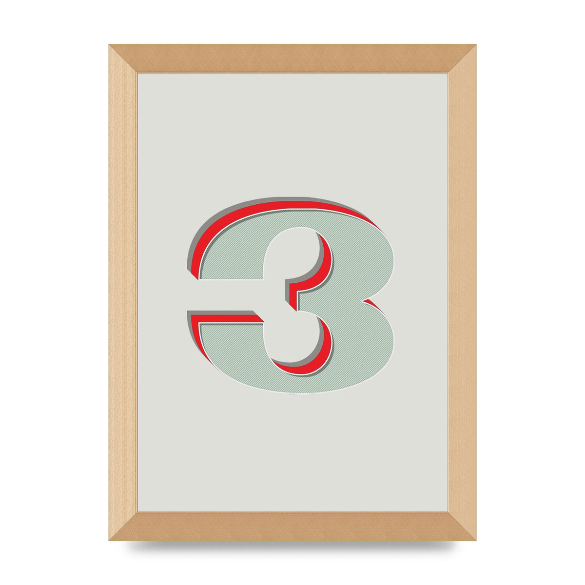 Mix Match Number 3" Printed Poster - A4 framed