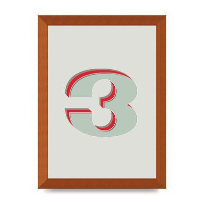 Mix Match Number 3" Printed Poster - A4 framed