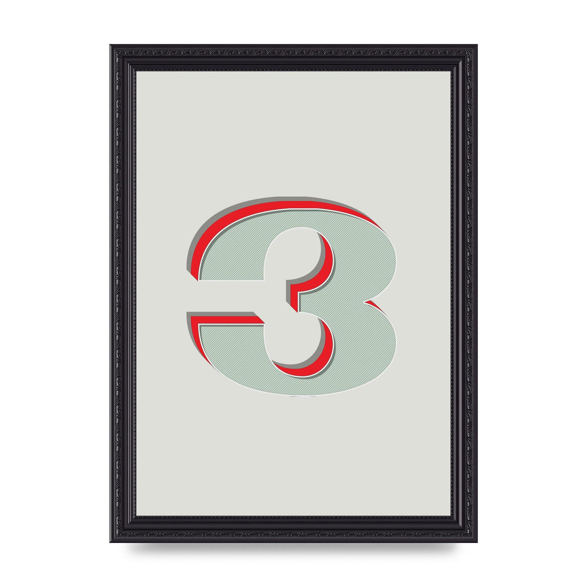 Mix Match Number 3" Printed Poster - A4 framed
