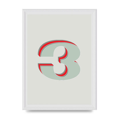 Mix Match Number 3" Printed Poster - A4 framed