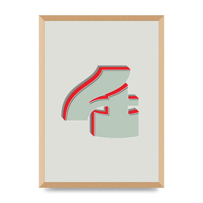 Mix Match Number 4" Wall Art - A2 framed