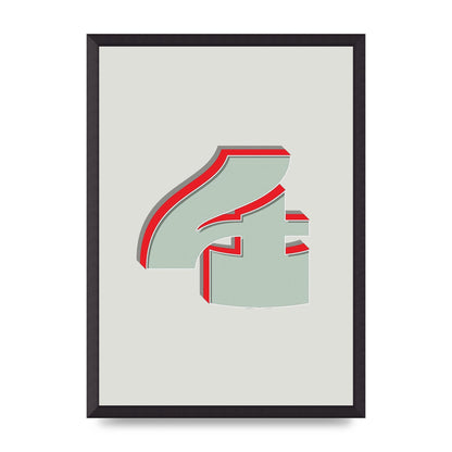 Mix Match Number 4" Wall Art - A2 framed