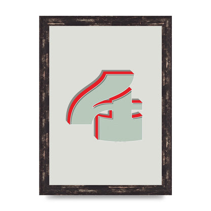 Mix Match Number 4" Wall Art - A4 framed