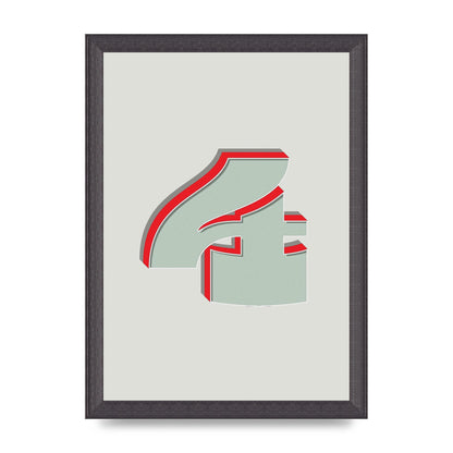 Mix Match Number 4" Wall Art - A4 framed