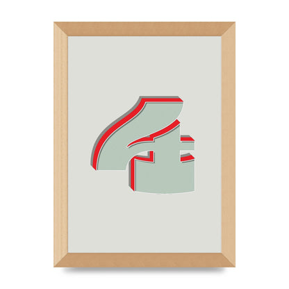 Mix Match Number 4" Wall Art - A4 framed