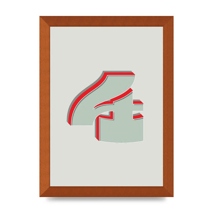 Mix Match Number 4" Wall Art - A4 framed