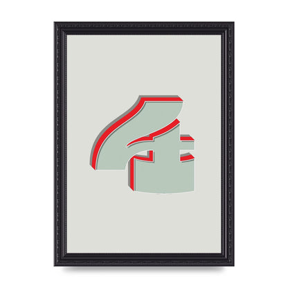 Mix Match Number 4" Wall Art - A4 framed