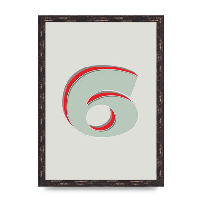 Mix Match Number 6" Printed Poster - A3 framed