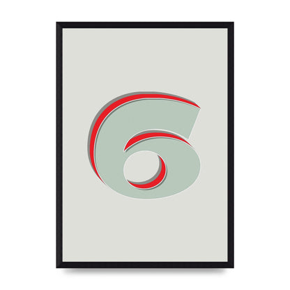 Mix Match Number 6" Printed Poster - A3 framed